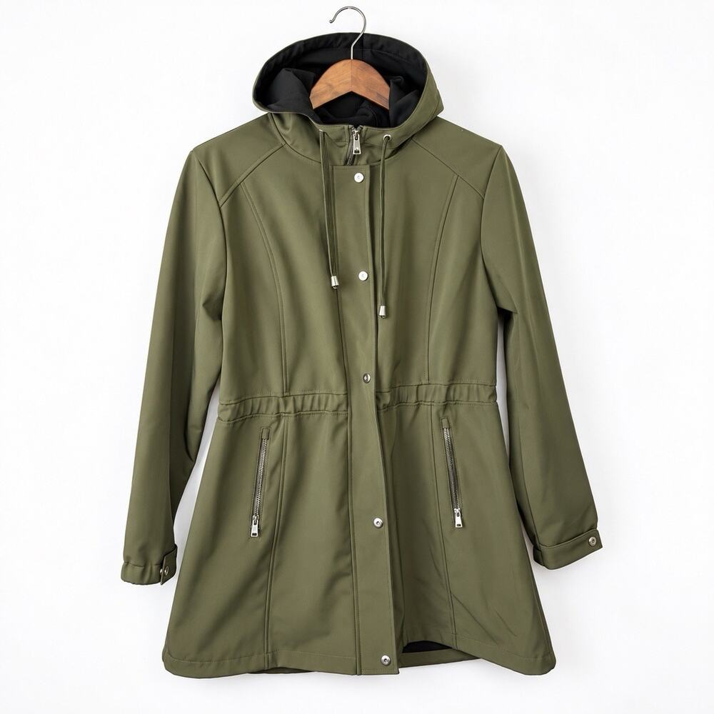 Lauren Ralph Lauren Softshell Rain Coat L Olive Hooded Utility Parka Jacket